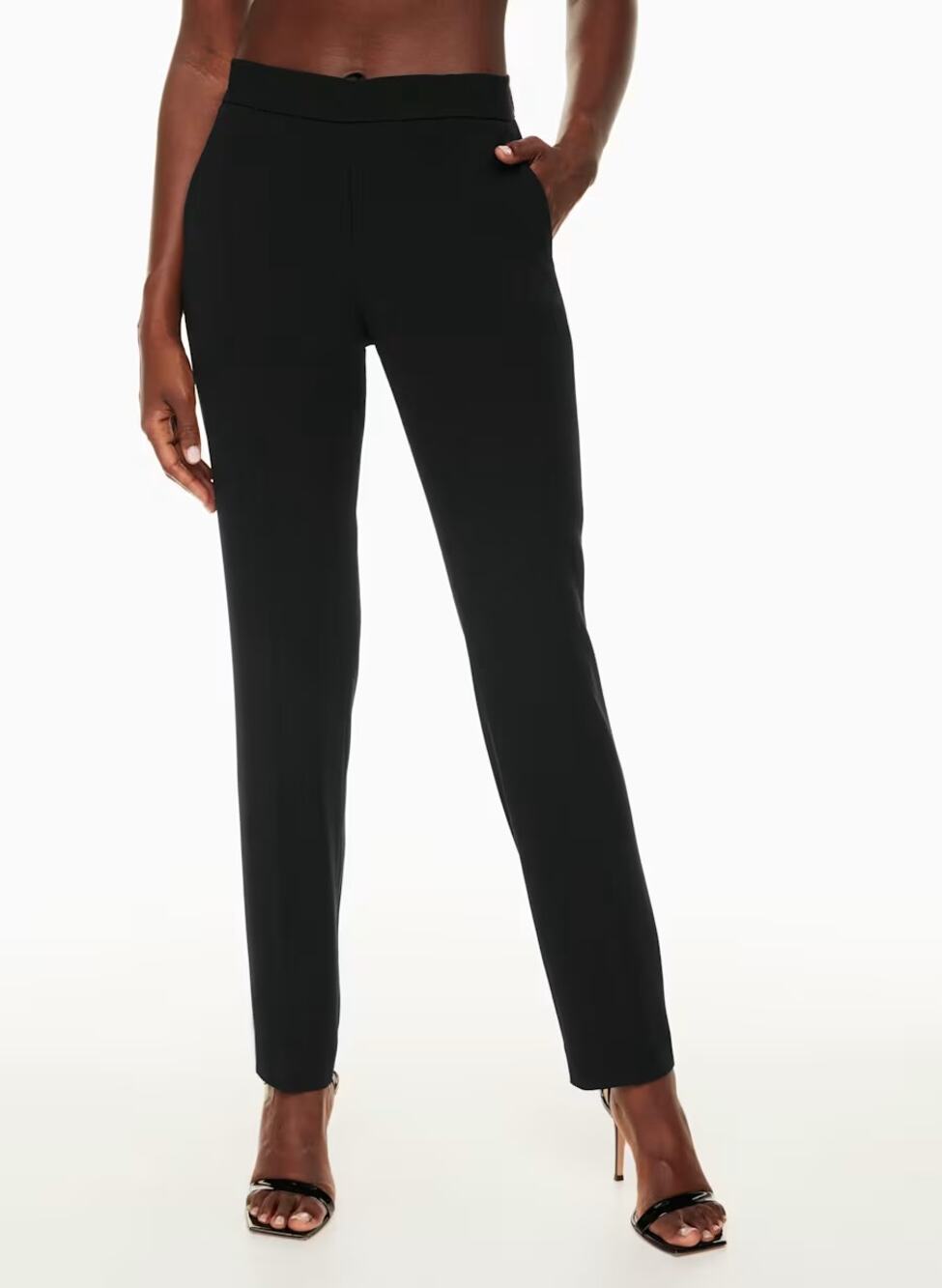 Babaton Aritzia Conan Mid-Rise Trousers Pants Womens 10 Black Pleated Slim Fit